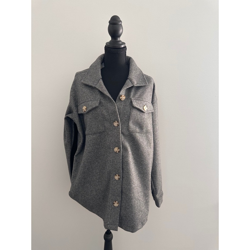 Maurices Womens Grey Marl Shacket Button Front Shirt Jacket Small New